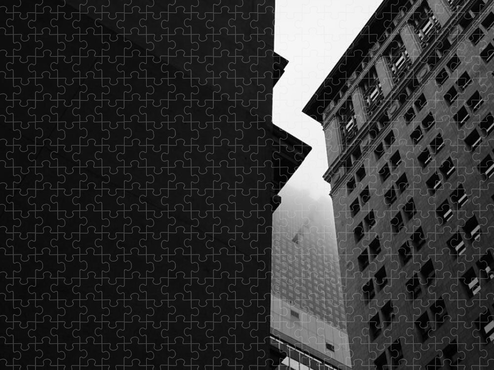 Urban City Jigsaw Puzzle featuring the photograph In Depth Zipper - Black And White by Kreddible Trout