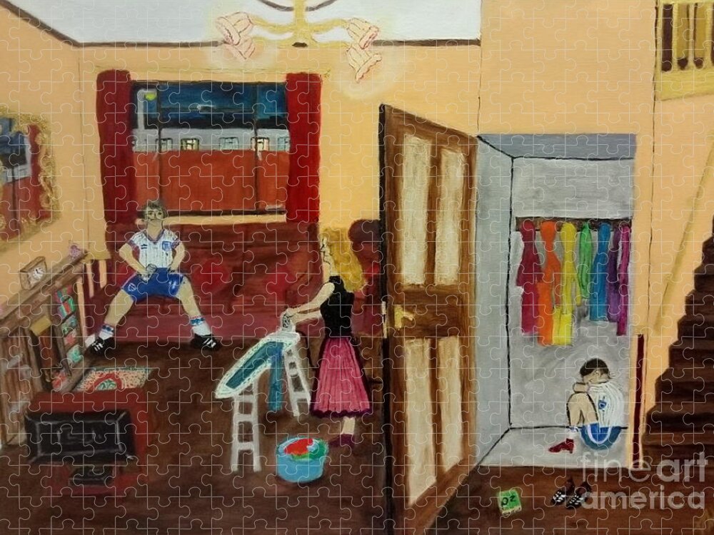 Lgbtq Jigsaw Puzzle featuring the drawing In the closet 1984 by David Westwood