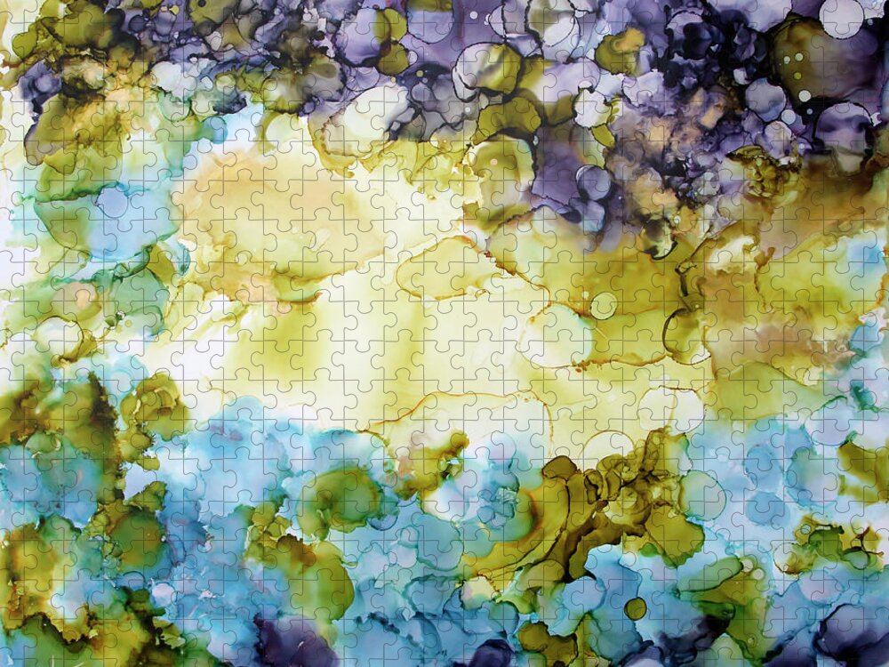 Purple Jigsaw Puzzle featuring the painting Golden Deep by Katrina Nixon