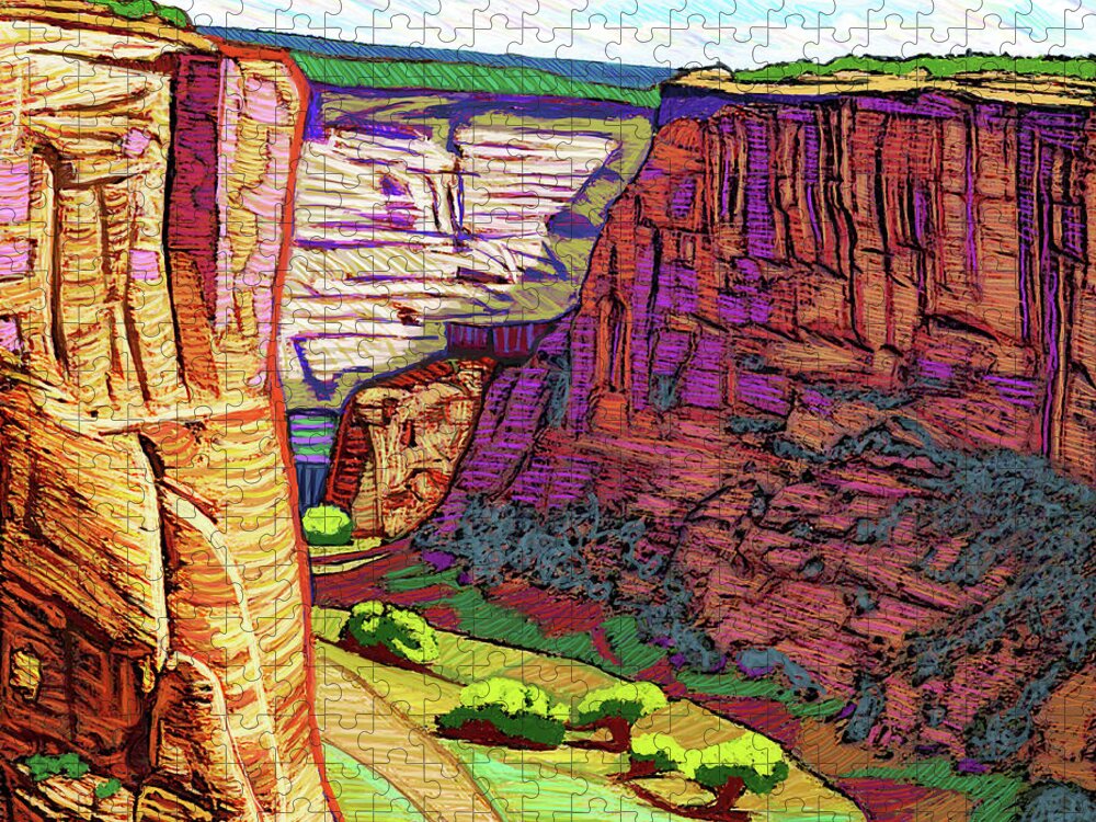 Arizona Jigsaw Puzzle featuring the digital art In the Midst of Canyon de Chelly by Rod Whyte