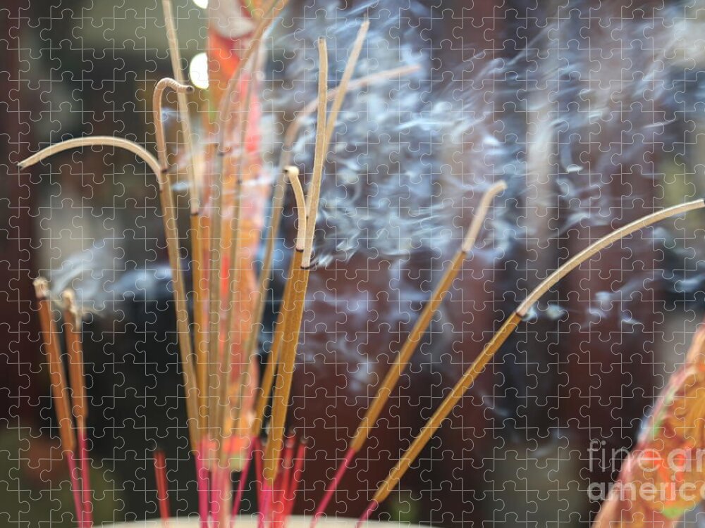 Incense Jigsaw Puzzle featuring the photograph Incense Burning Asia by Chuck Kuhn