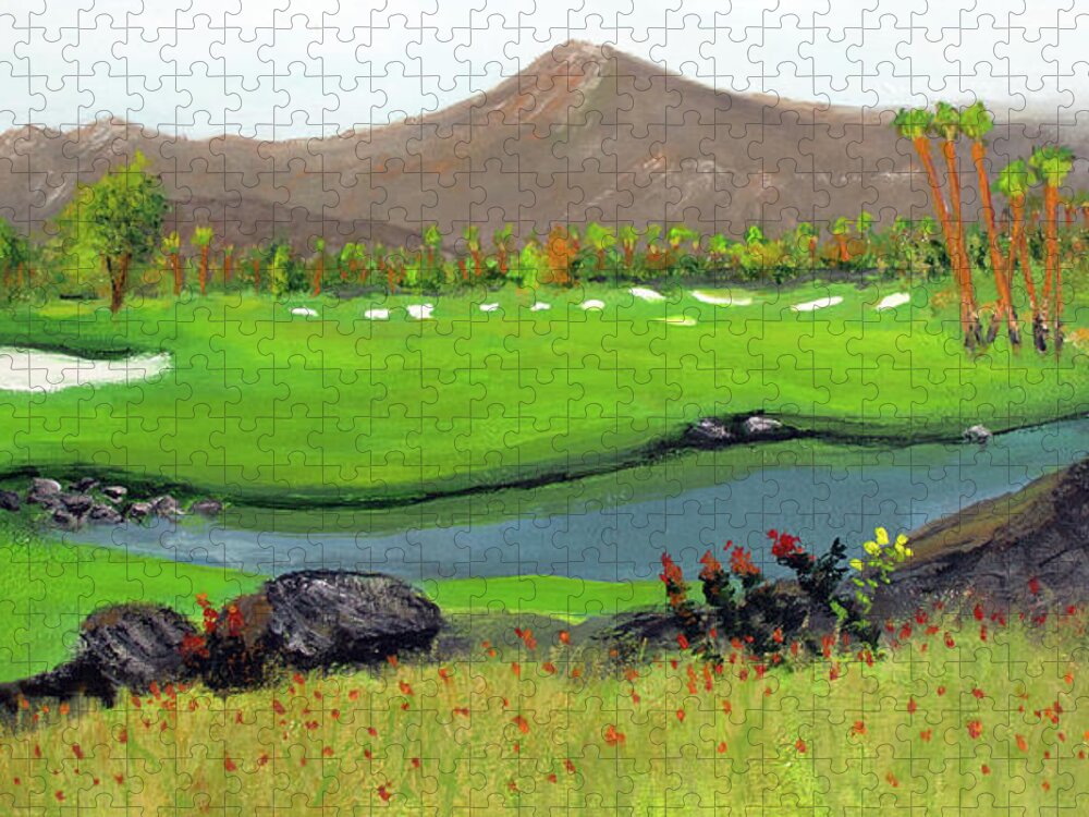 Ken Figurski Jigsaw Puzzle featuring the painting Indian Wells Golf Resort Palm Springs by Ken Figurski