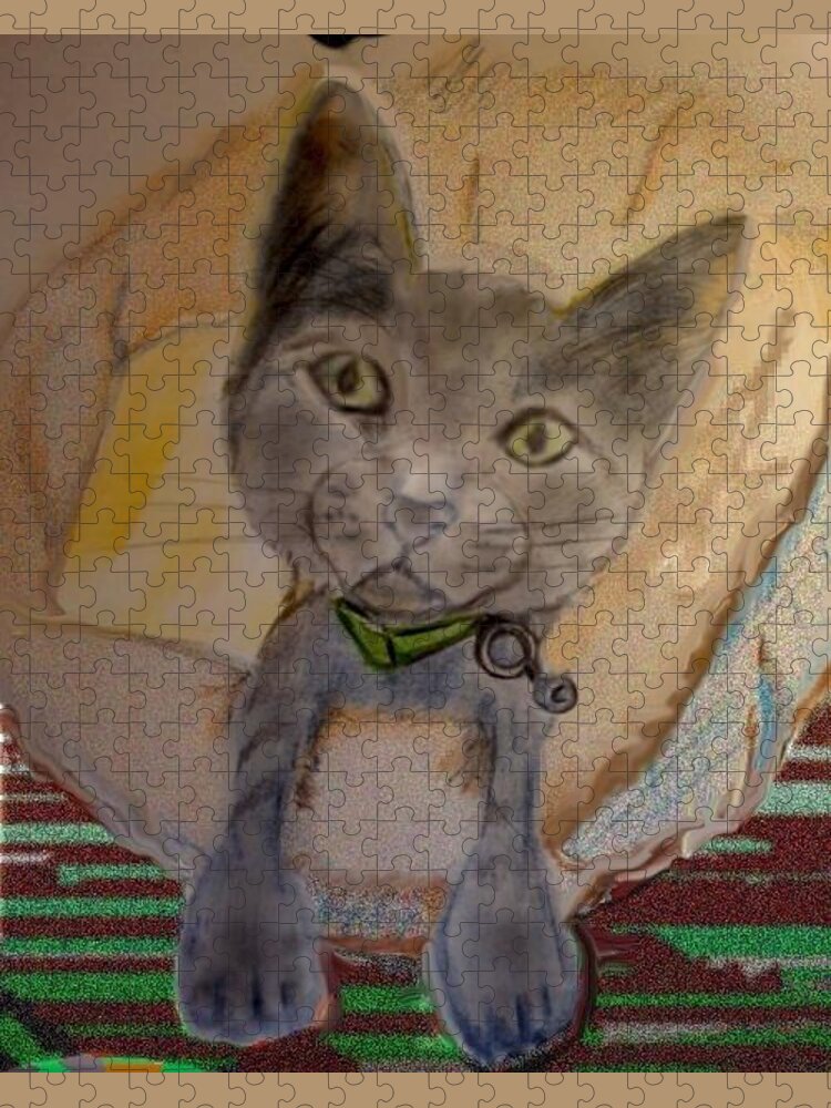 Pencil Sketch Jigsaw Puzzle featuring the mixed media Inquisitive Mr. Q. by Pamela Calhoun