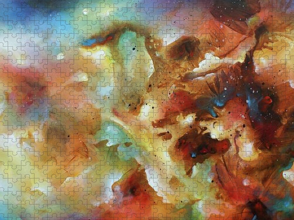 Abstract Jigsaw Puzzle featuring the painting Outside In by Michael Lang