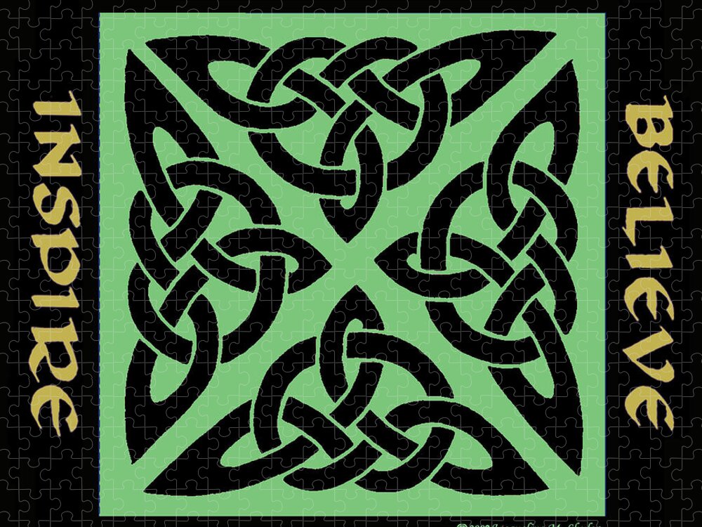  Celtic Jigsaw Puzzle featuring the digital art Inspire Achieve Imagine Believe by Jacqueline Shuler