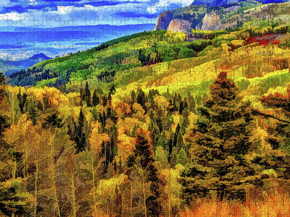 Foliage Jigsaw Puzzle featuring the photograph Into the Clouds-Digital Art by Steve Templeton