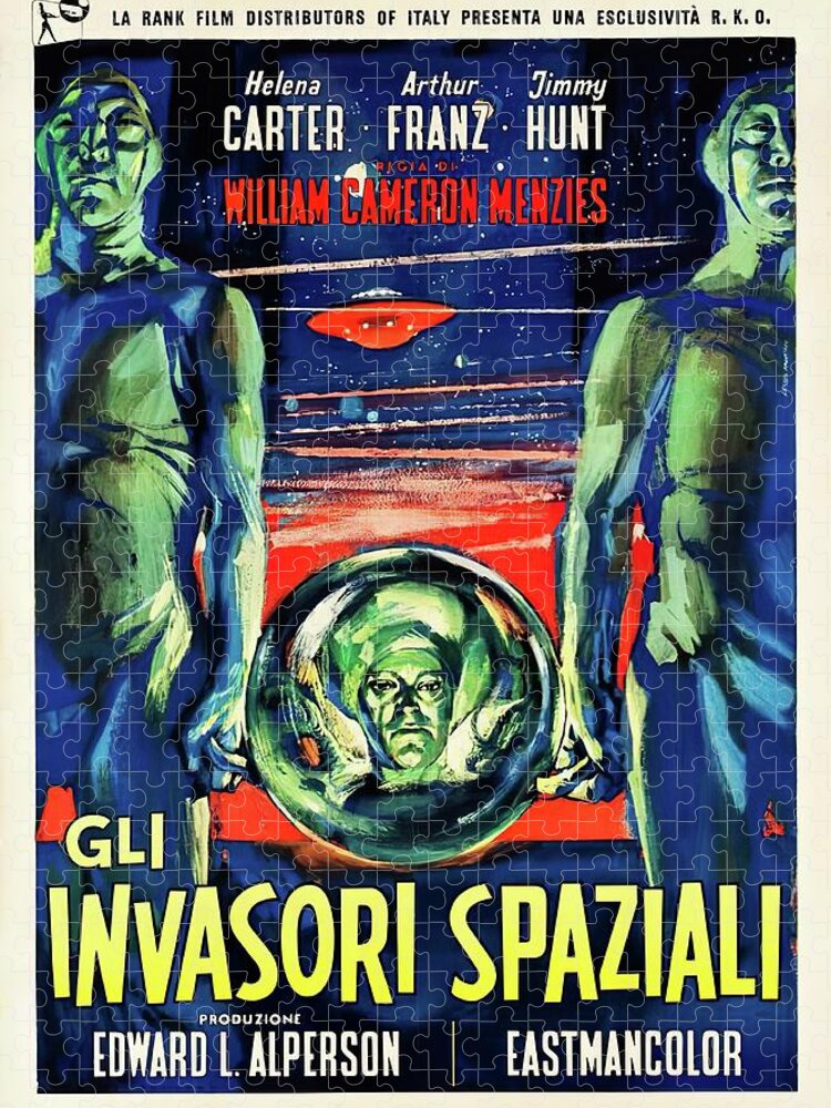 Fratini Jigsaw Puzzle featuring the mixed media ''Invaders From Mars'', 1953-b - art by Renato Fratini by Movie World Posters