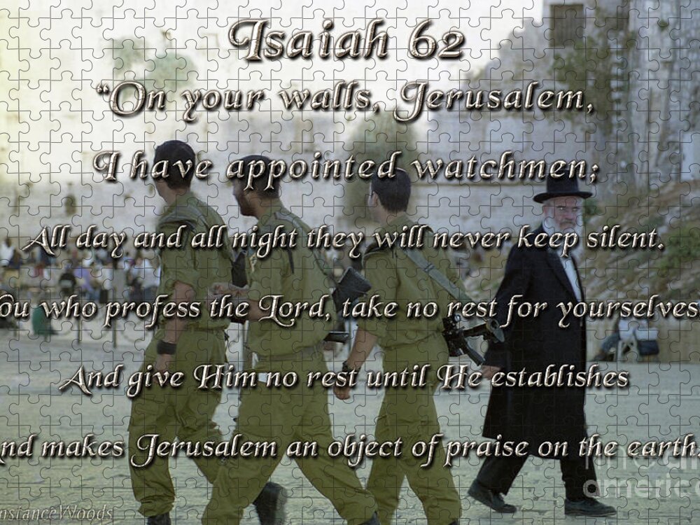 Isaiah 62 Jigsaw Puzzle featuring the digital art Isaiah 62 Soldiers and Rabbi by Constance Woods