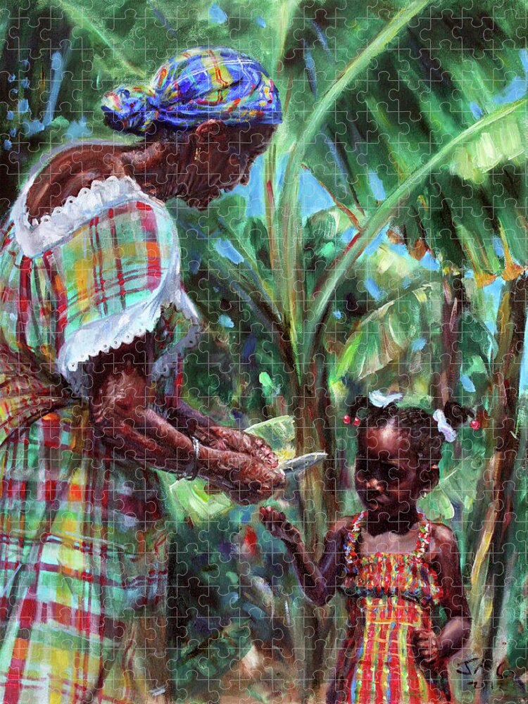 Caribbean Jigsaw Puzzle featuring the painting Ish Mwen by Jonathan Gladding