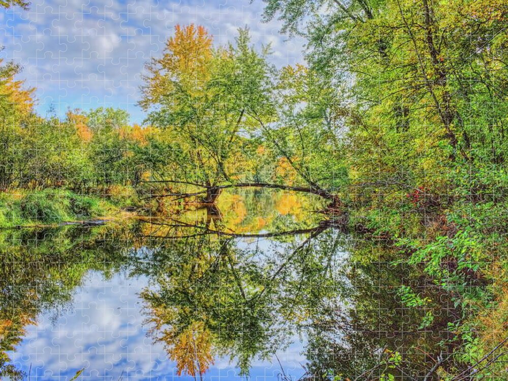 Wausau Jigsaw Puzzle featuring the photograph Isle Of Ferns Park Fall Reflection by Dale Kauzlaric