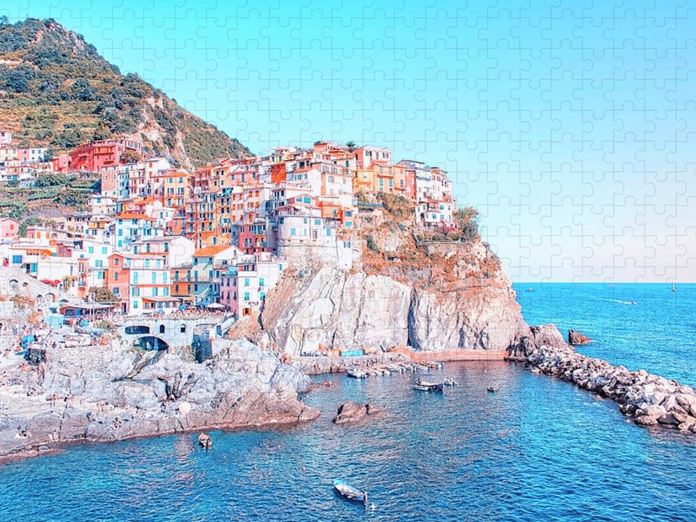 Architecture Jigsaw Puzzle featuring the photograph Italian Riviera by Manjik Pictures