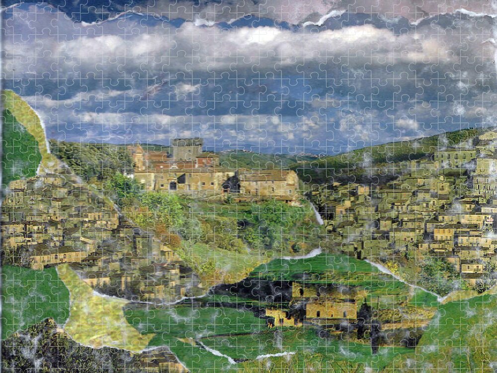 Collage Jigsaw Puzzle featuring the mixed media Italy 8x8 5 by John Vincent Palozzi