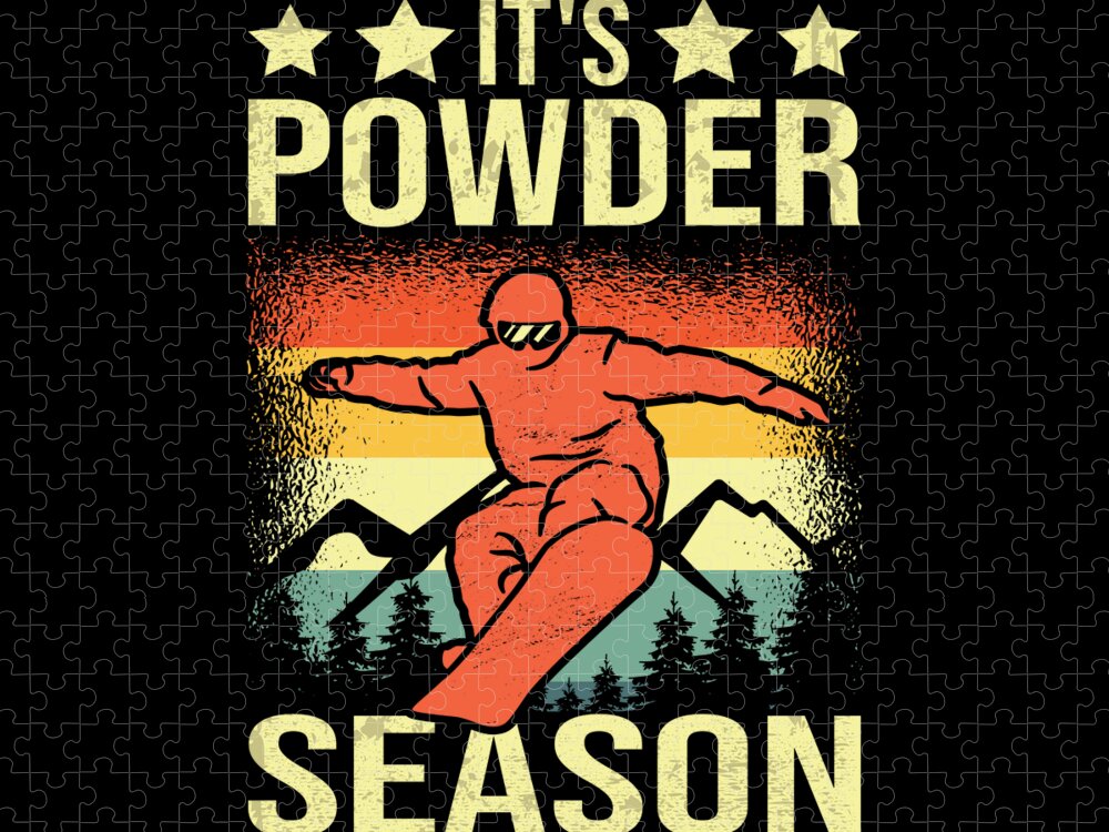 Snowboarder Jigsaw Puzzle featuring the digital art Its Powder Season Retro Snowboarders by Me