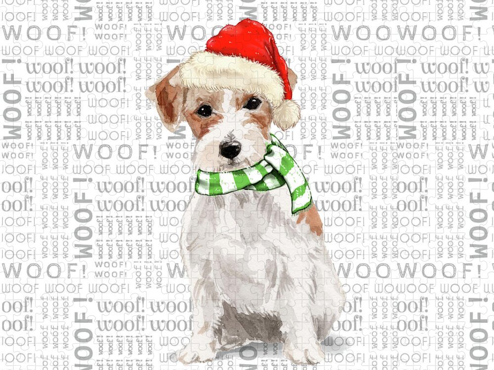 Jack Russell Terrier Jigsaw Puzzle featuring the digital art Jack Russell Terrier Christmas Dog by Doreen Erhardt