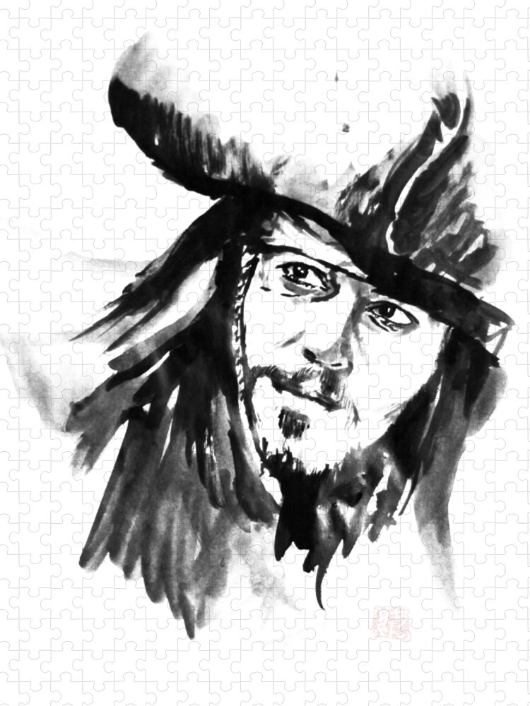 Jack Sparrow Jigsaw Puzzle featuring the painting Jack Sparrow by Pechane Sumie