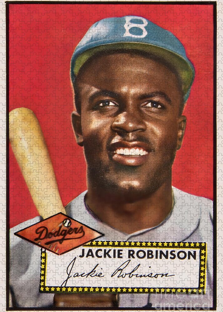 Jackie Robinson Baseball Card Restored and Enhanced 20230622 Jigsaw Puzzle  by Wingsdomain Art and Photography - Pixels