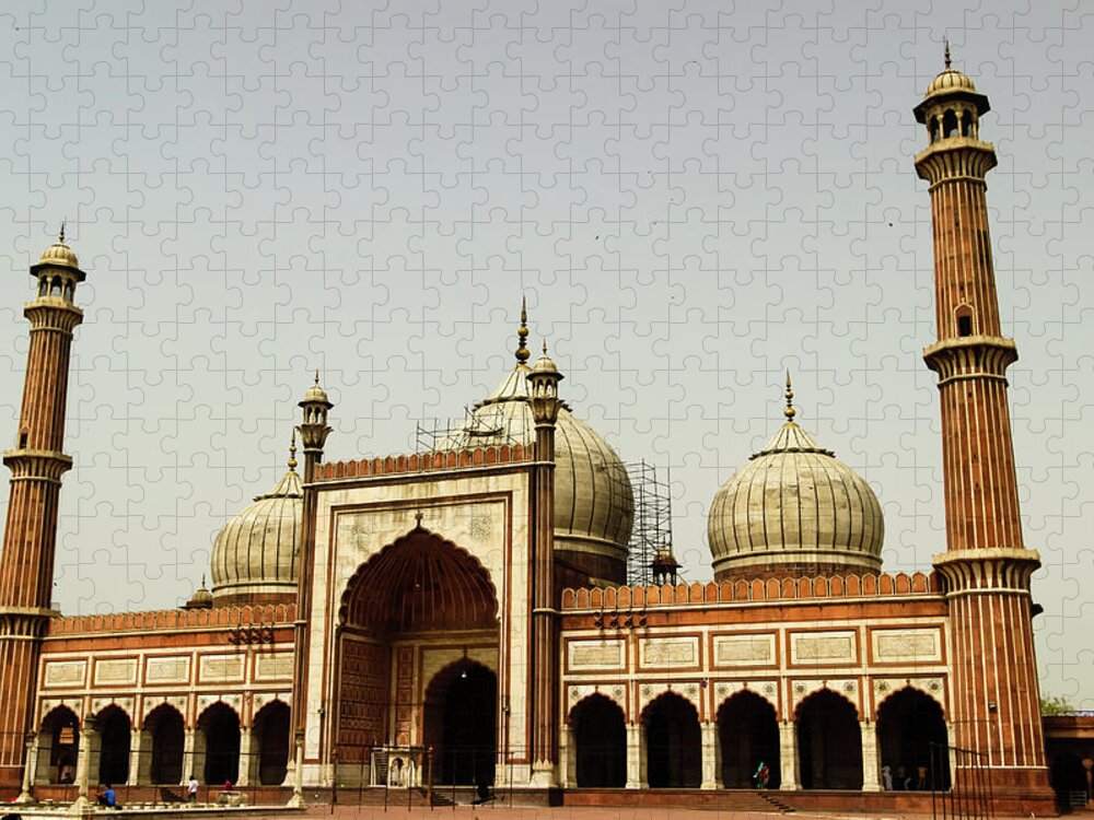 Delhi Jigsaw Puzzle featuring the photograph Jama Masjid Courtyard, Old Delhi by Aashish Vaidya