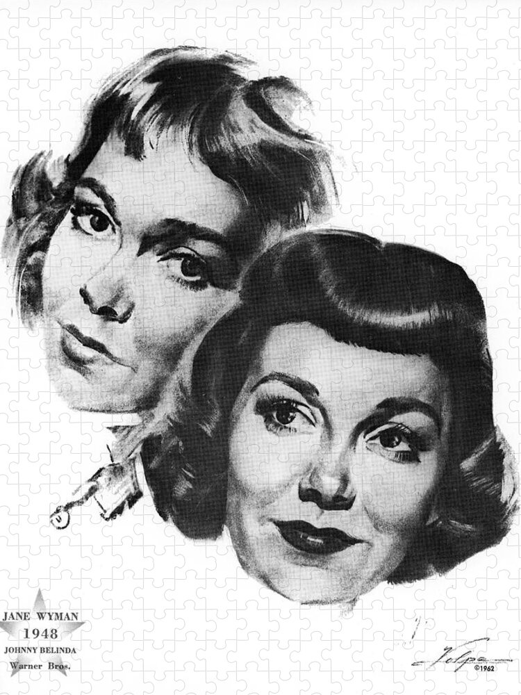 Jane Wyman Jigsaw Puzzle featuring the drawing Jane Wyman by Volpe by Movie World Posters