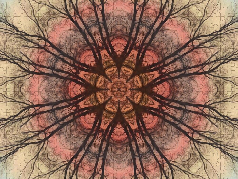 Mandala Jigsaw Puzzle featuring the digital art January Sunrise Mandala by Beth Sawickie