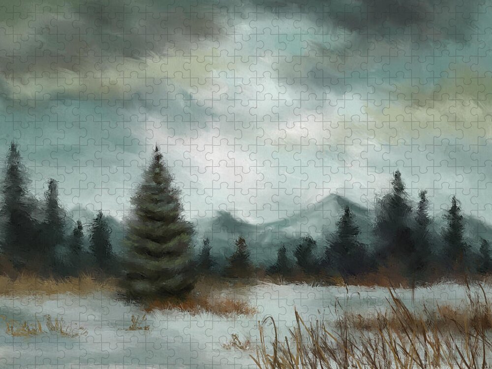 Winter Jigsaw Puzzle featuring the digital art January Thaw by Shawn Conn