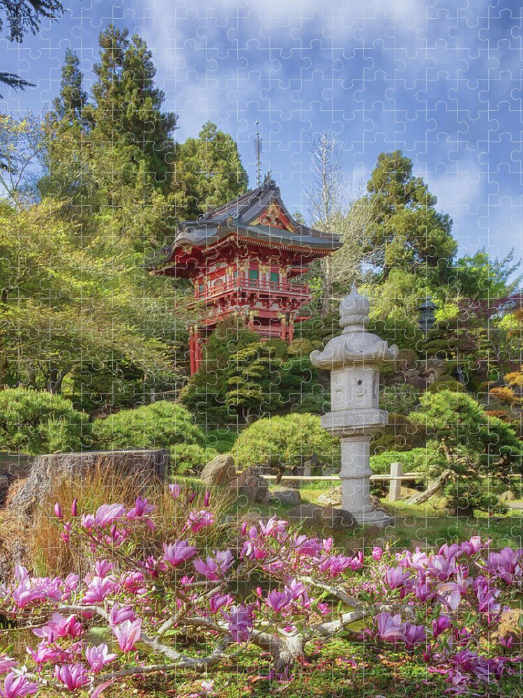 Japanese Garden Jigsaw Puzzle featuring the photograph Japanese Tea Garden - Pagoda by Susan Rissi Tregoning