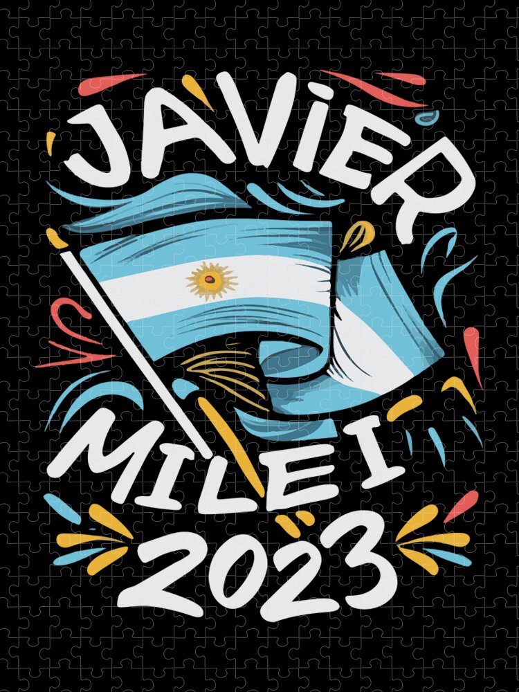 Javier Milei Jigsaw Puzzle featuring the digital art Javier Milei 2023 For President Argentina by Flippin Sweet Gear