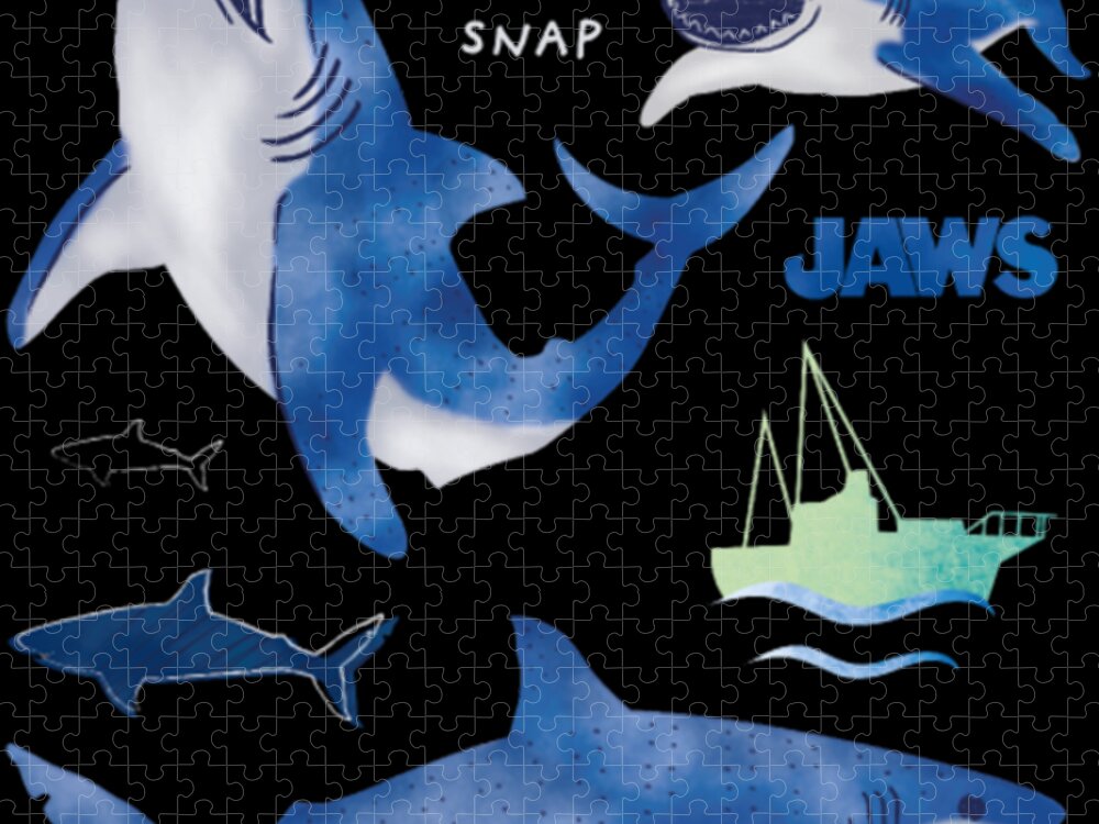 Shark Jigsaw Puzzle featuring the digital art Jaws Feeling Snappy by Tinh Tran Le Thanh