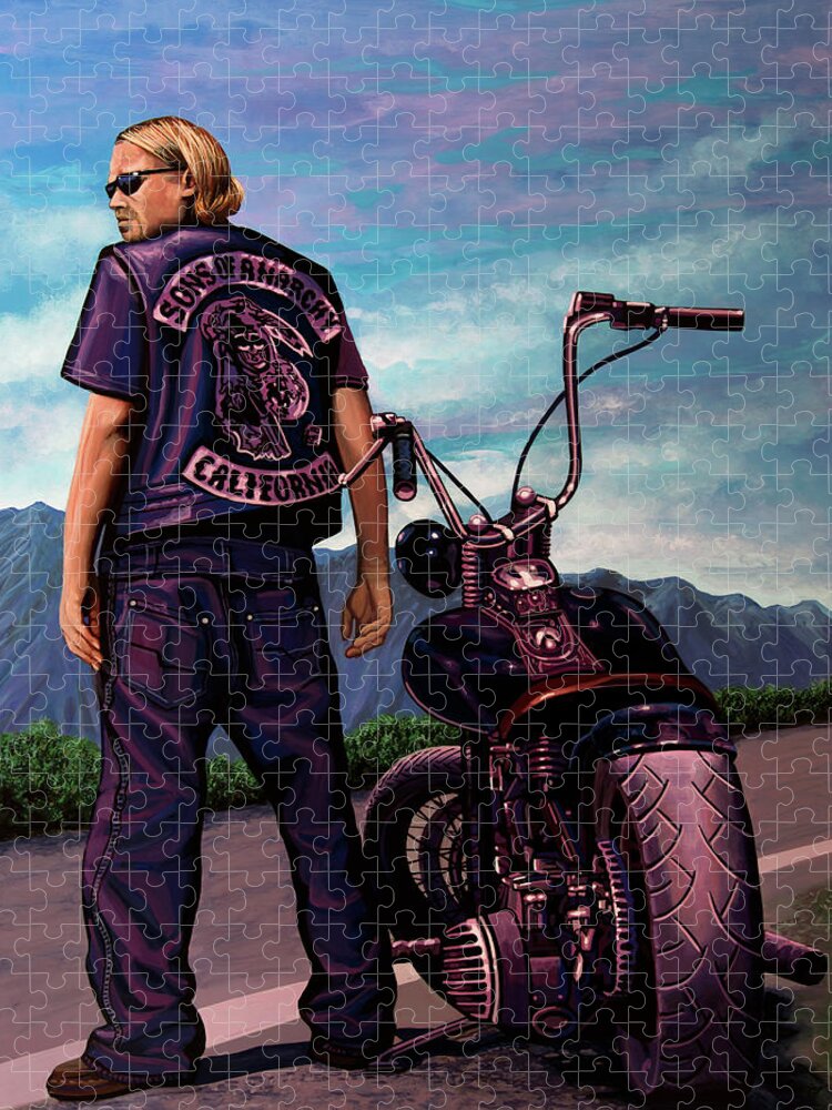 Soa Jigsaw Puzzle featuring the painting Jax In Sons Of Anarchy Painting by Paul Meijering
