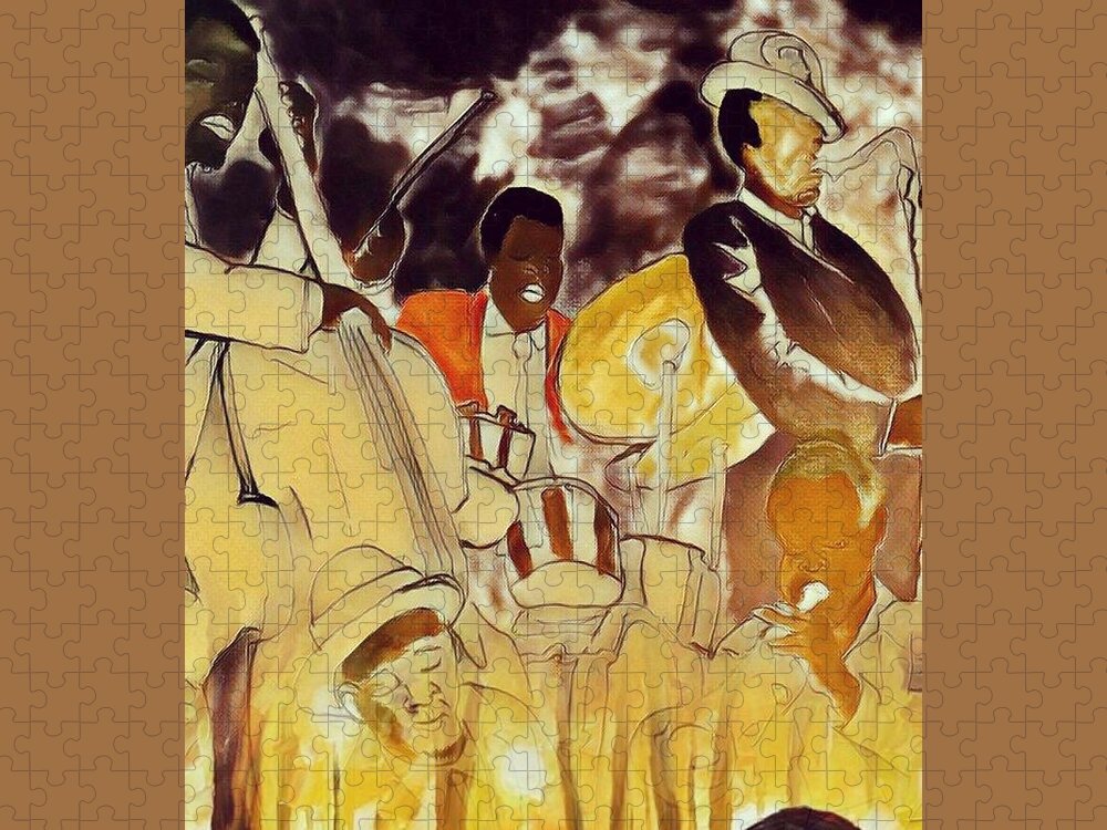  Jigsaw Puzzle featuring the painting Jazz by Angie ONeal