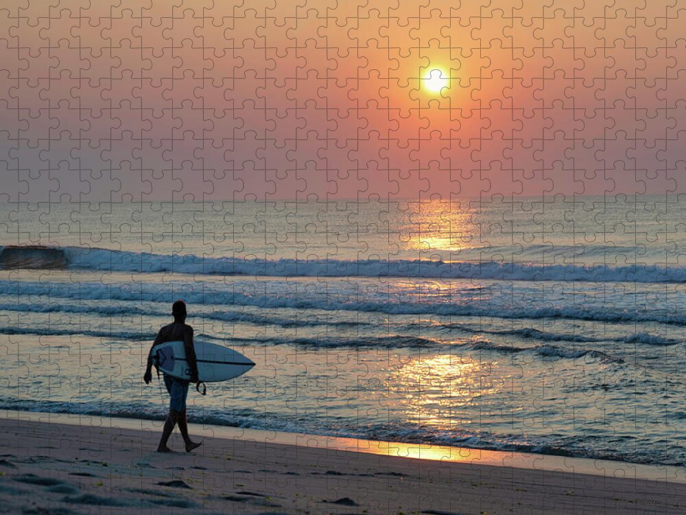 Jersey Shore Jigsaw Puzzle featuring the photograph Jersey Shore Surfer by Matthew DeGrushe