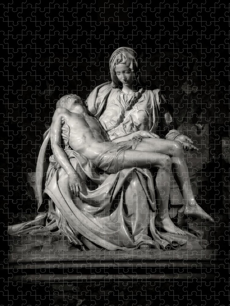 Jesus Jigsaw Puzzle featuring the photograph Jesus And Mary Pieta Sculpture By Michelangelo by Artur Bogacki