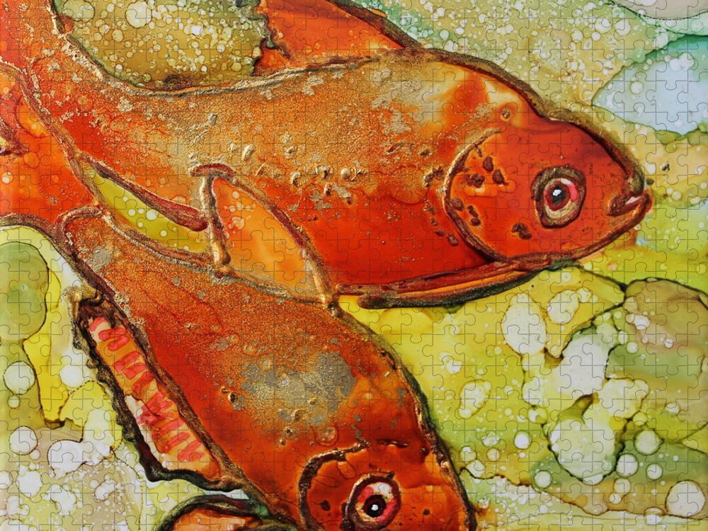 Fish Jigsaw Puzzle featuring the painting Jewel Tetras by Ruth Kamenev