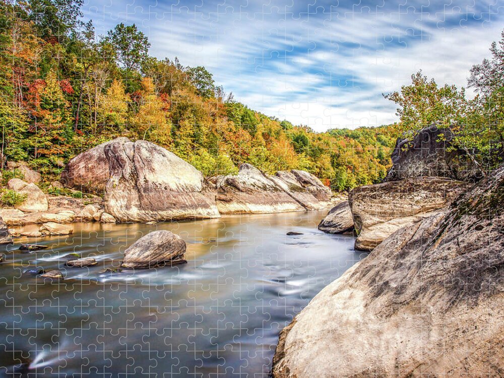 Long Exposure Jigsaw Puzzle featuring the photograph Cumberland River by Ed Newell