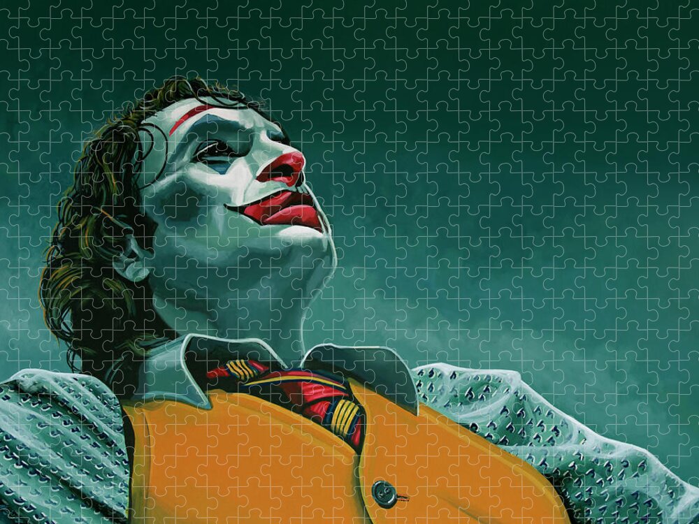 Joaquin Phoenix Jigsaw Puzzle featuring the painting Joaquin Phoenix in Joker painting by Paul Meijering