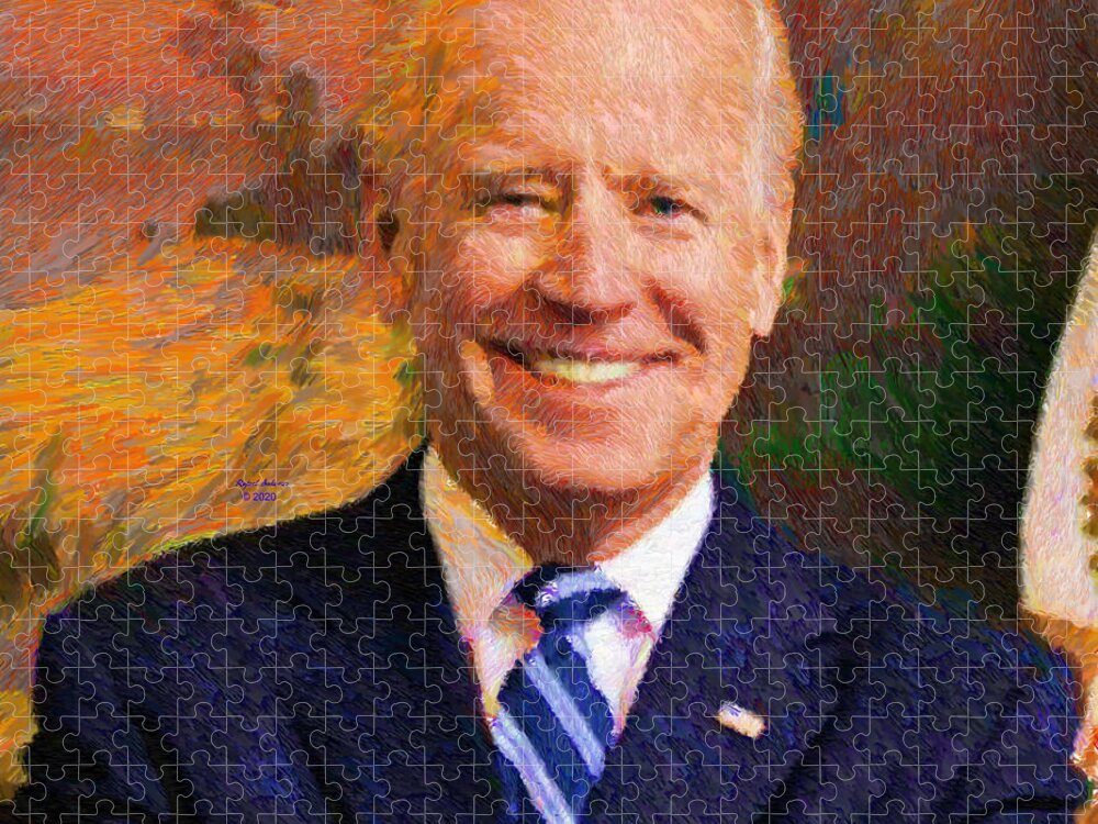 Portraits Jigsaw Puzzle featuring the painting Joe Biden 2020 by Rafael Salazar