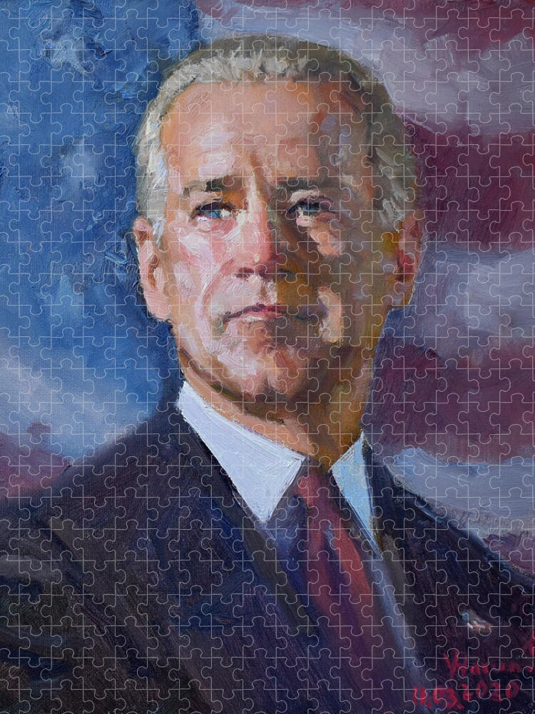 Joe Biden Jigsaw Puzzle featuring the painting Joe by Ylli Haruni