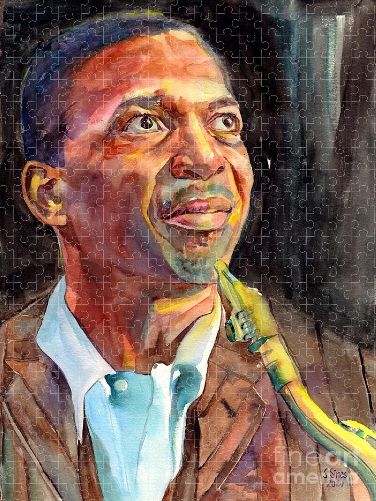San Francisco Jigsaw Puzzle featuring the painting John Coltrane Portrait by Suzann Sines