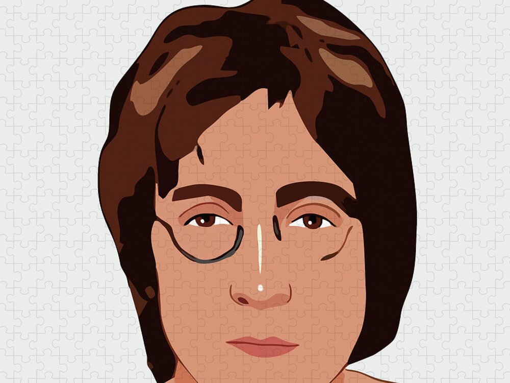 John Lennon Jigsaw Puzzle featuring the digital art John Lennon Cartoon Portrait 2 by Ahmad Nusyirwan