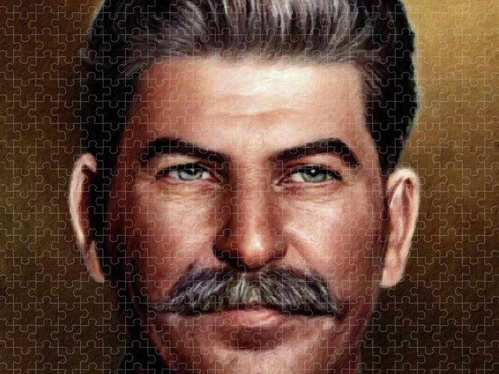 Stalin Jigsaw Puzzle featuring the painting Joseph Vissarionovich Stalin by Vincent Monozlay