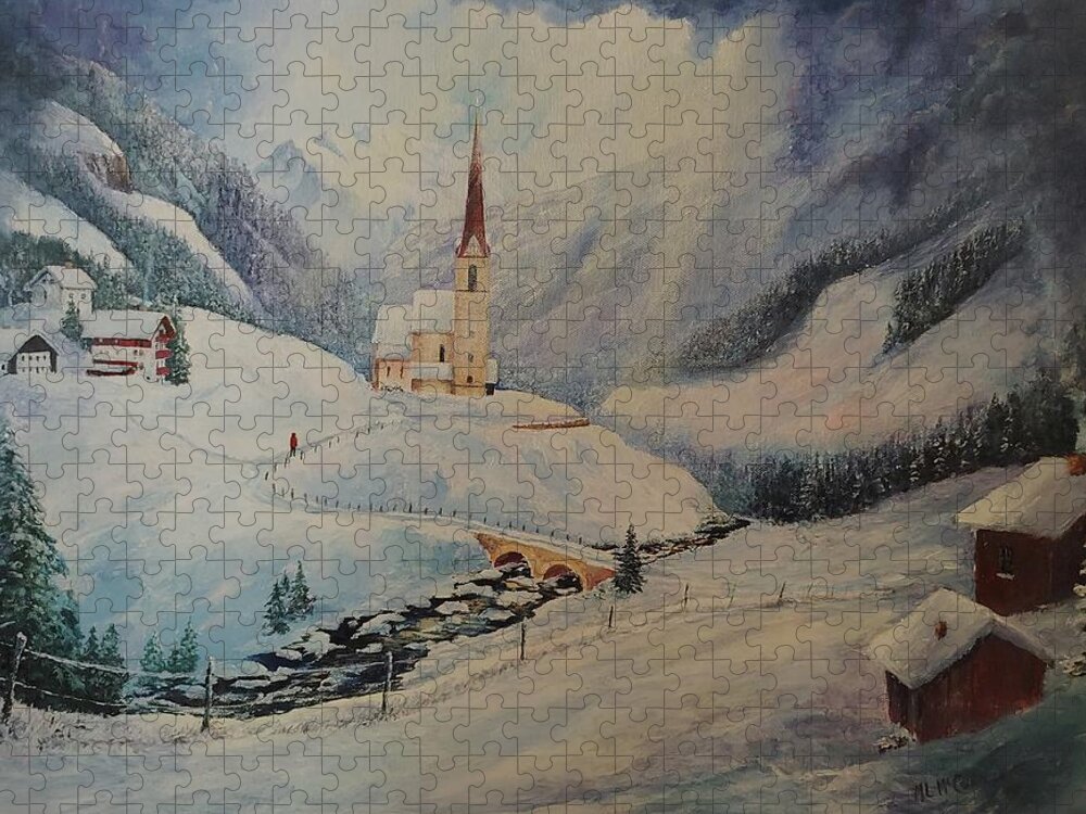 Inspirational Jigsaw Puzzle featuring the painting Journey Toward the Cross by ML McCormick