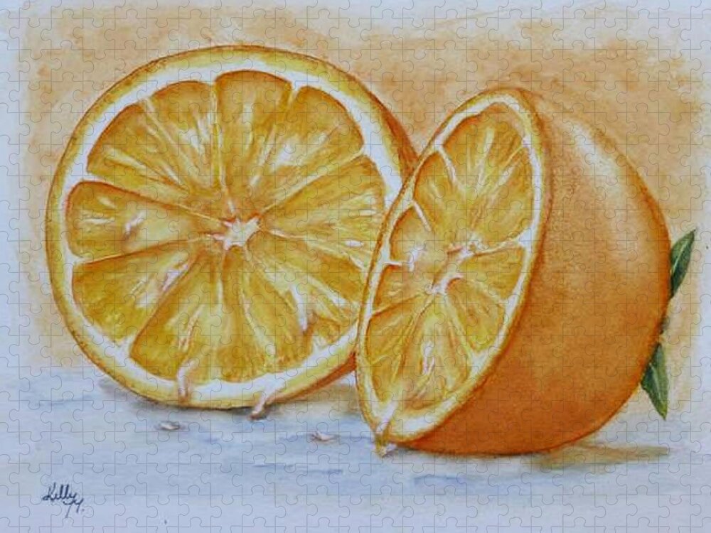 Orange Jigsaw Puzzle featuring the painting Juicy Orange by Kelly Mills