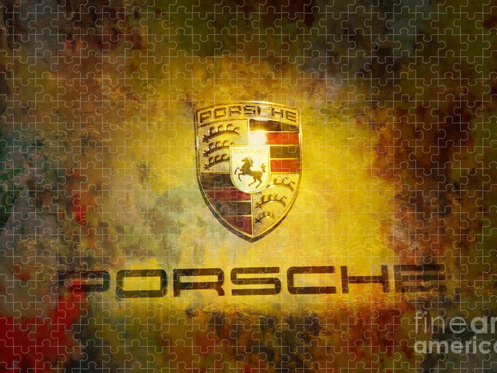 Porsche Shield Jigsaw Puzzle featuring the painting Just Forever Porsche by Stefano Senise canvas wallart fineart