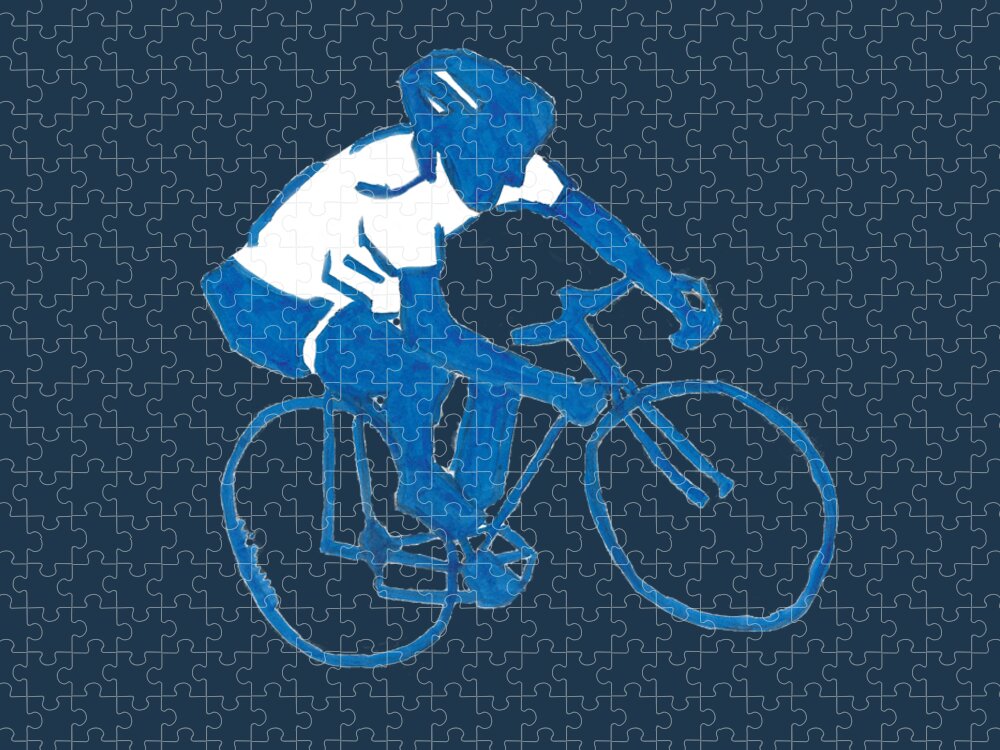 Just Keep Biking Jigsaw Puzzle featuring the drawing Just Keep Biking 3 by Ali Baucom