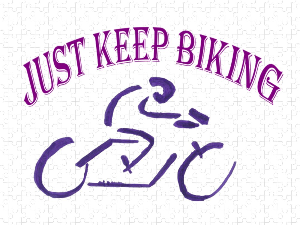 Just Keep Biking Jigsaw Puzzle featuring the mixed media Just Keep Biking by Ali Baucom