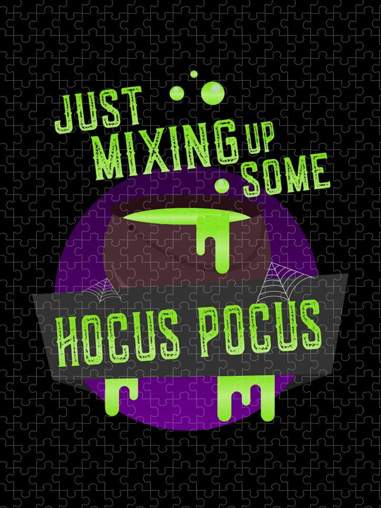 Funny Jigsaw Puzzle featuring the digital art Just Mixing Some Hocus Pocus Halloween Witch by Flippin Sweet Gear