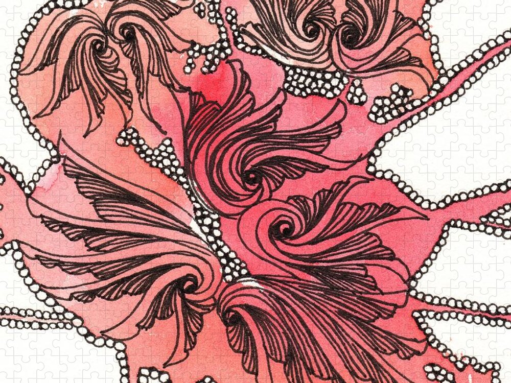 Zentangle Jigsaw Puzzle featuring the drawing Just Wing It by Jan Steinle