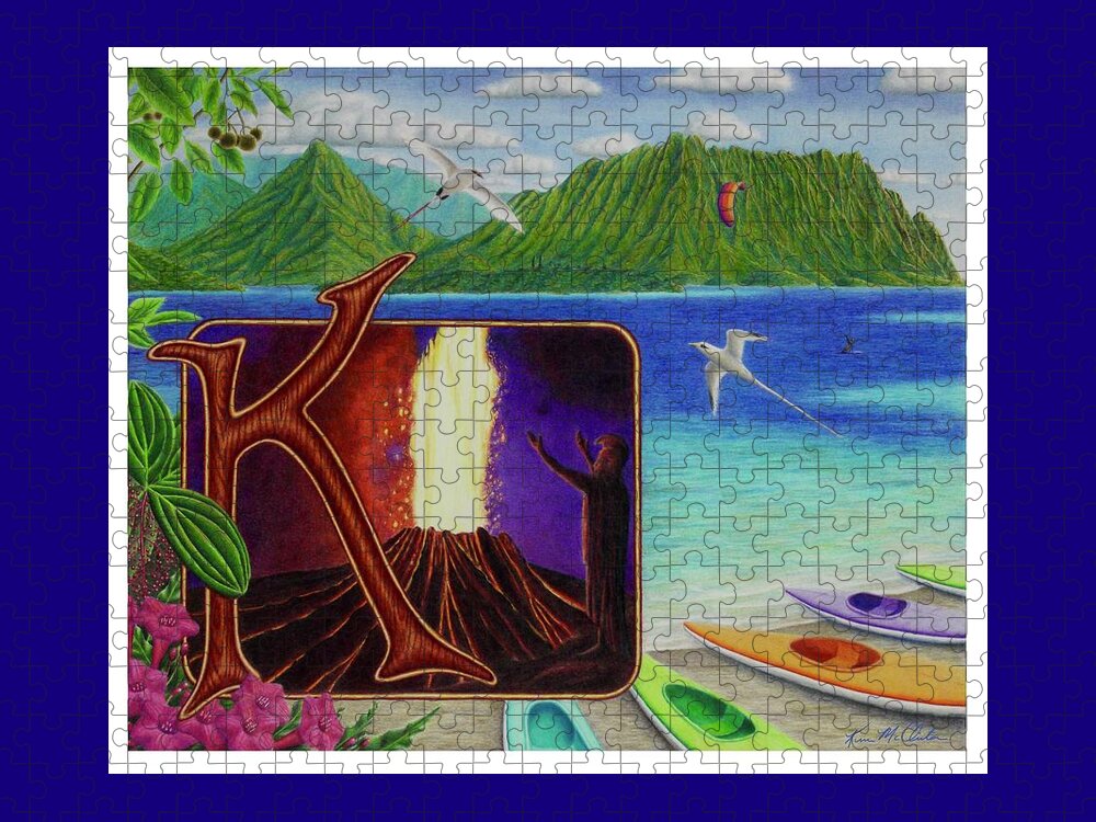 Kim Mcclinton Jigsaw Puzzle featuring the drawing K is for Kilauea by Kim McClinton