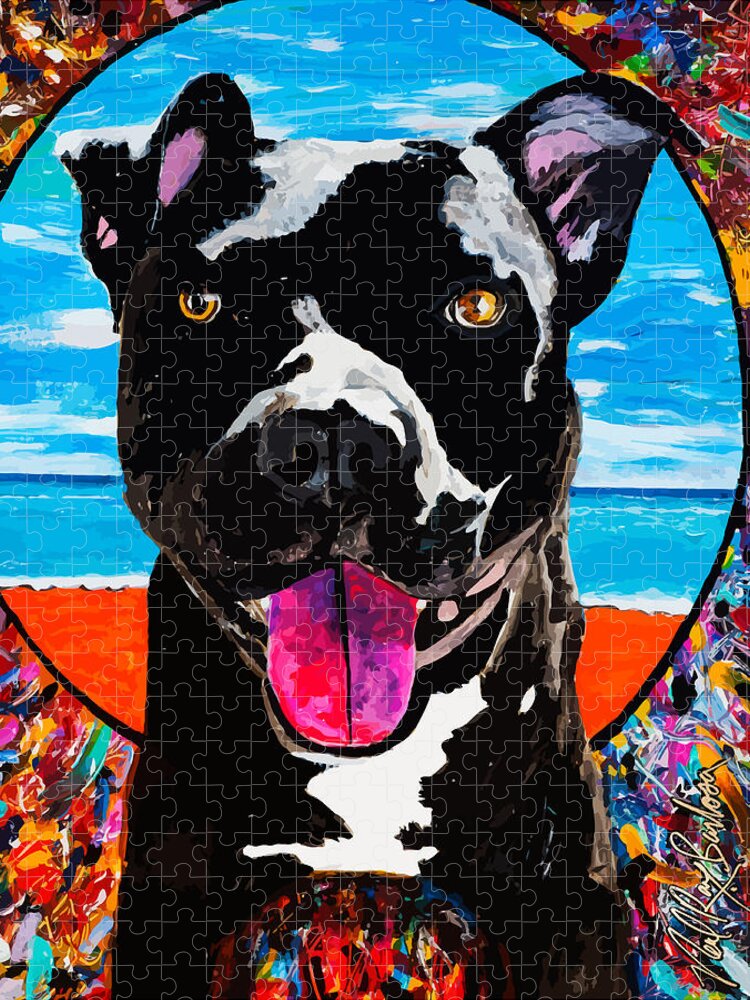 Dog Jigsaw Puzzle featuring the painting Kain The Dog by Neal Barbosa