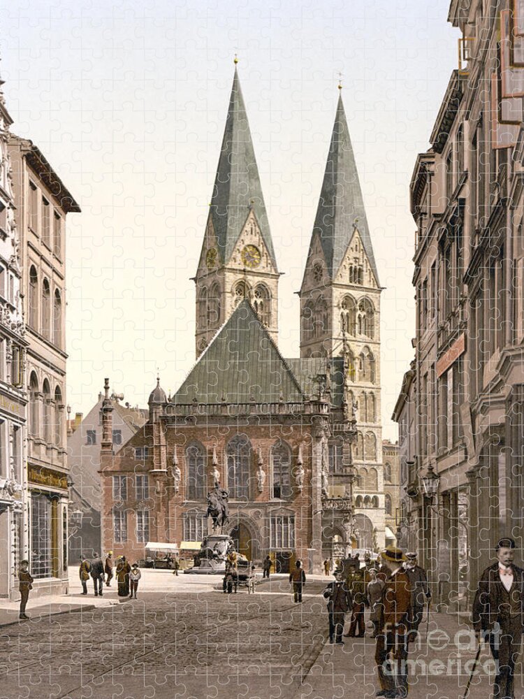 1895 Jigsaw Puzzle featuring the photograph Kaiser-Wilhelm-Platz in Bremen, Germany, c1895 by Granger