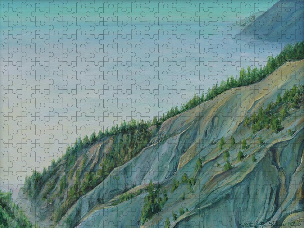 Lost Coast Jigsaw Puzzle featuring the painting Kaluna Cliff by Whitney Palmer